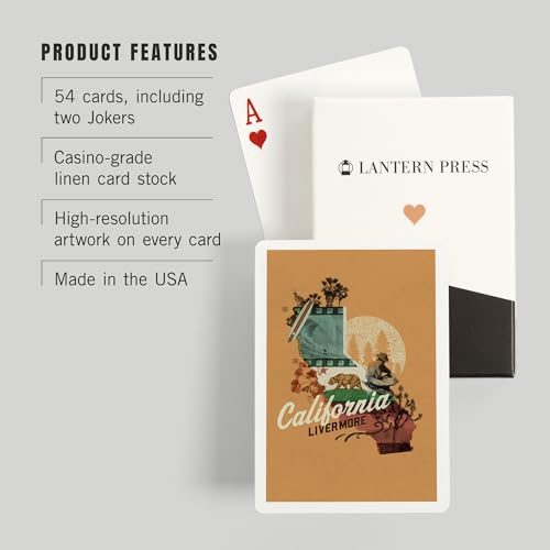 Lantern Press Baraja de Poker Livermore California 52 Cartas miniatura 3