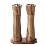 everous Salt and Pepper Grinder set,Acacia Wood Pepper Mill & Salt Grinder with Adjustable Coarsenes
