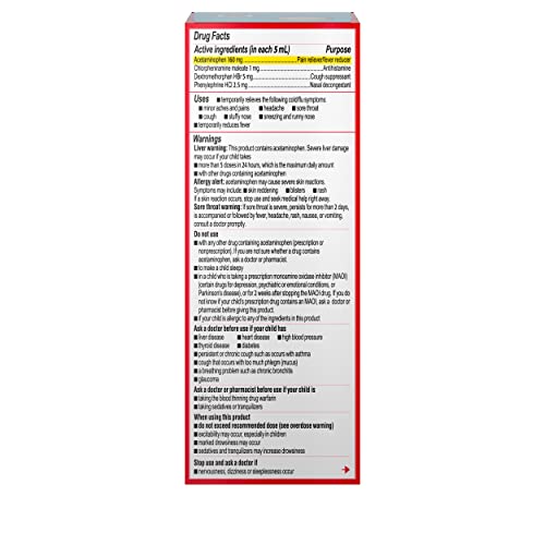 Image of Tylenol Children's Cold & Flu Liquid Oral Suspension Kids' Cold & Flu Medicine, Pain Reliever, Fever Reducer, Cough Suppressant & Decongestant, Grape Flavor, 4 fl. oz (Pack of 4)