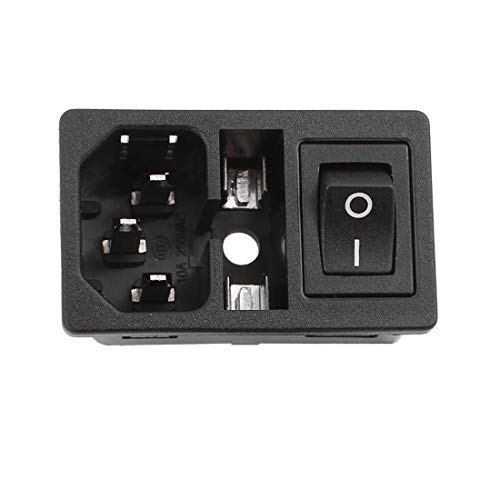 Uxcell Inlet Male Power Socket Fuse Holder With Rocker Switch 10A 250V 3Pin Iec320 C14 #TOP2