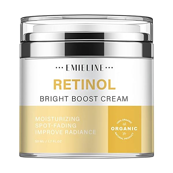 Emieline Retinol Cream for Face, Face Moisturizer with Hyaluronic Acid and Collagen, Day and Night Cream, Anti Aging Cream for Face & Neck, Hydrating, Firming, Reduces Wrinkles, Fine Lines Face Cream