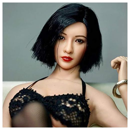 HiPlay 1/6 Scale Female Figure Head Sculpt, Asian Beauty Series, Charming Girl Doll Head for 12" Action Figure Phicen, TBLeague DH019 (C: Black Short Hair)
