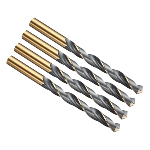 PATIKIL 11.5mm Drill Bit, Jobber Straight Shank 4341 High-Speed Steel 118° Black and Gold Finish for Medium-hard Metal Steel Acrylic - 4 Pack