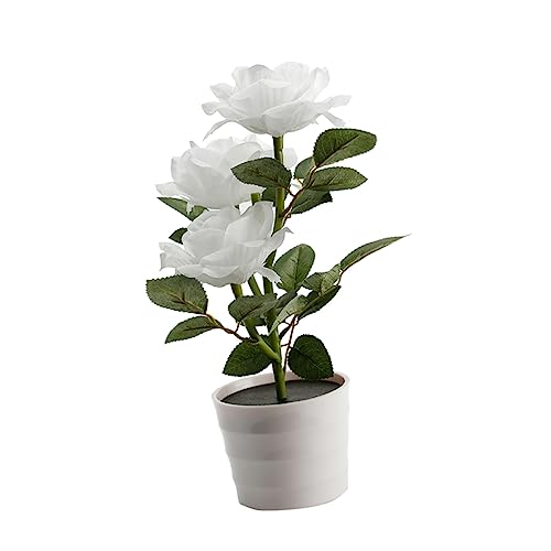 TOYANDONA Lámpara Solar Led Rosa Artificial Con Luces Blancas Flor Decorativa Resistente Agua Para Jardín Interior Oficina y Hotel Luz Nocturna Ecológica Sin Cables