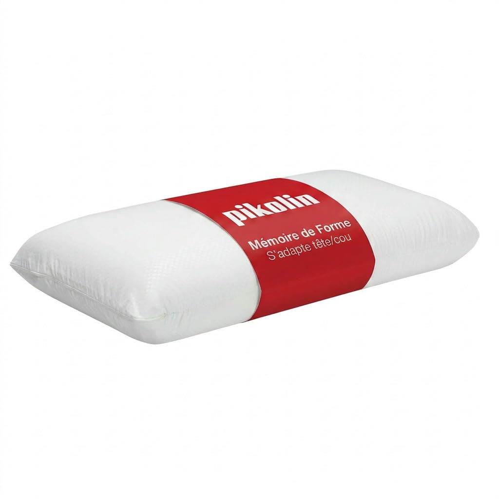 PIKOLIN Oreiller Mousse à Mémoire de Forme 70 cm, Qualité Hôtel - Adaptabilité Cervicale et Hypoallergénique - Fermeté Moyenne pour Toutes les Positions - Double Taie Respirante et Douce