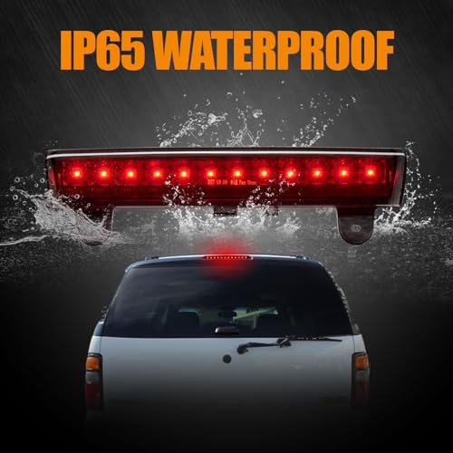 Image of Third 3rd Brake Light, LED High Mount Stop Light Replacement for 2000 2001 2002 2003 2004 2005 2006 Chevy Tahoe Suburban /GMC Yukon XL Denali, Rear Center Cab Roof Tail Lamp (Black)