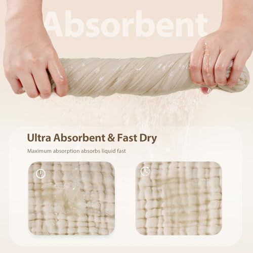 Image of Unnivoll Hooded Baby Towels for Newborn - 2 Pack, 100% Muslin Cotton, Baby Bath Towels with Hood, Soft and Absorbent for Boys, Girls Infant, Toddler and Kids, Large 32x32 Inches, Newborn Essential
