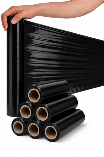 Saka Wrap Stretchfolie Schwarz 6 Rollen 23 m Handstretchfolie 50 cm x 230 m Palettenfolie Wickelfolie Verpackungsfolie für Umzug Lager Versand Möbel & Palettensicherung