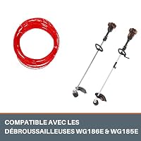 WORX Faden für Motorsense WA0209, 20 m, Ø 2,4 mm, Ersatzfaden, kompatibel mit Worx WG186E, WG186E.1 und WG186E.92, lange Lebensdauer – Ansicht 2