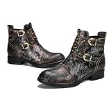 Bottes colorées pour femmes CrazycatZ Bottines en cuir pour femme - Bottes cloutées colorées, Noir , 42 EU