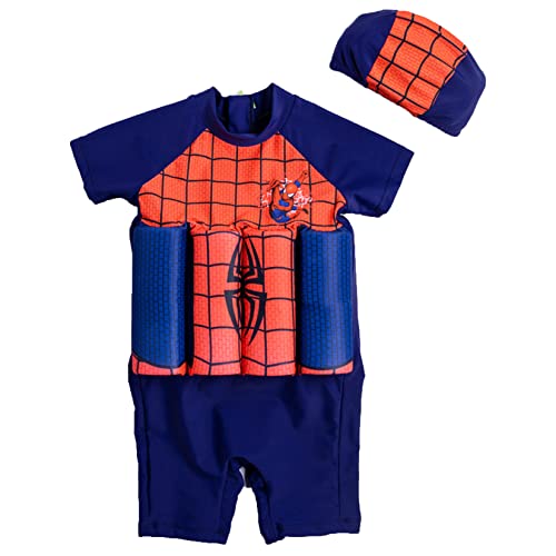 Jungen Mädchen Spiderman Bademode Kinder Auftrieb Badeanzug Kind Badeanzug Flotation Neoprenanzug Sommer Strand Badeanzug Pool Party Tragen UV-Schutz-Set,Blue-Kids/L/95~110cm Cover