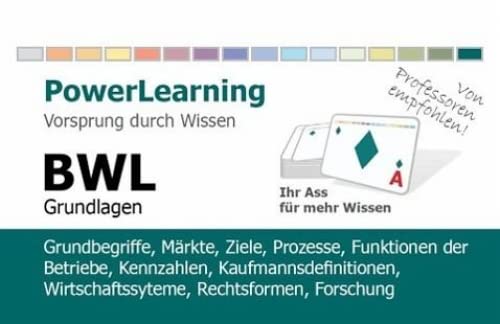 BWL Grundlagen. PowerLearning Lernkarten: 50 Karten - 100 Begriffe
