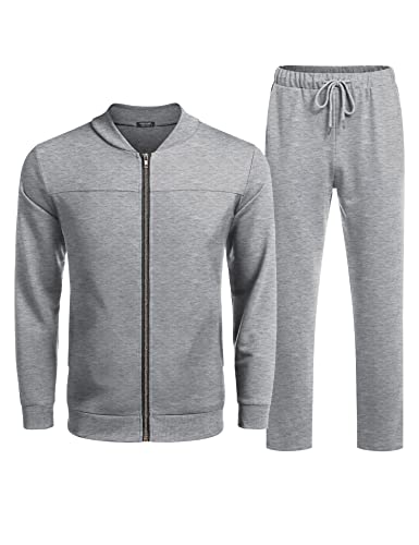 Coofandy Men's 2 Piece Track Suit Set Jogging Sweatsuit Workout Zip Suit #TOP4