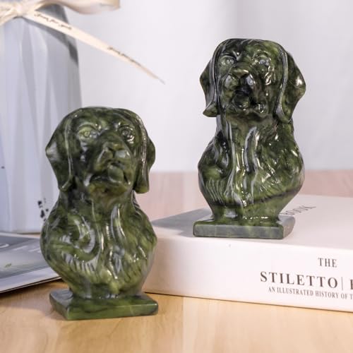 Nupuyai 4" Green Jade Crystal Stone Dog Statue - Image 3