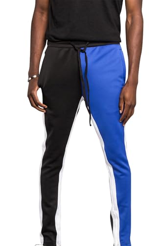 G-Style USA Men's Two Tone Color Blocked Track Pants TR544 - Royal Blue/Black - 4X-Large - A1B