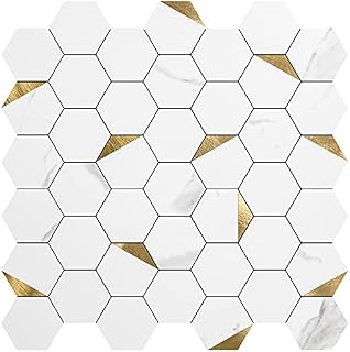 Art3d 10-Sheet Peel and Stick Backsplash for Kitchen Décor, Self-Adhesive Tile Hexagon Mosaic Tiles