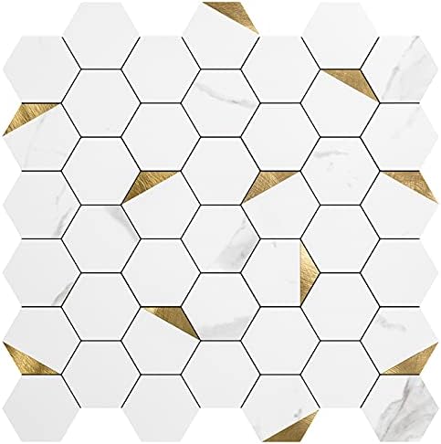 Art3d 6-Sheet Peel and Stick Backsplash for Kitchen Décor, Self-Adhesive Tile Hexagon Mosaic Tiles