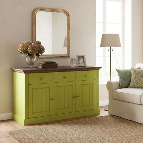 Image of APRODZ Solid Wood Alegre Sideboard Storage Cabinet for Living Room | Leafy Splendor
