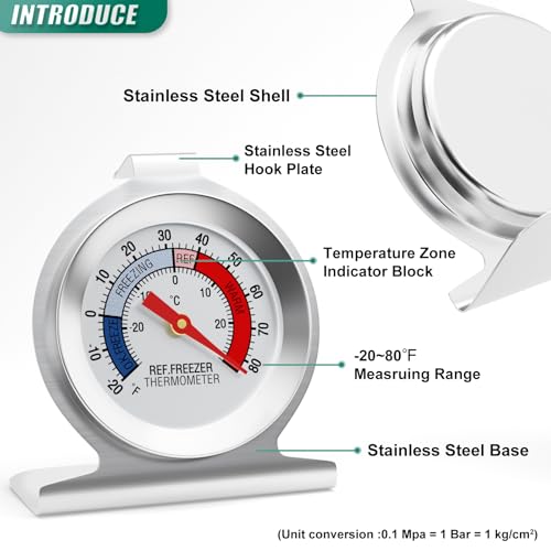 Termómetro de refrigerador analógico de 2 pulgadas para control de temperatura en congelador 4