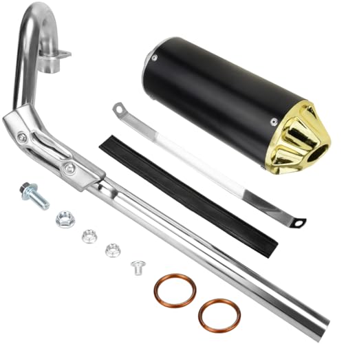 FVRITO High Performance Exhaust Pipe Muffler Silencer Assembly Kit for CRF50 XR50 Apollo DB-x14 x18 Chinese 70cc 110cc 125cc SSR Taotao DB14 DB10 Rocketa X-pro x8 Pit Dirt Bike Motocrosss Gold
