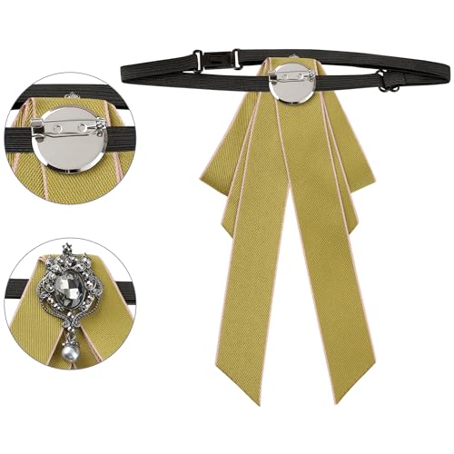 Image of Women's Ribbon Brooch Necktie Rhinestone Bow Ties for Elegant Chic