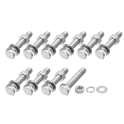 Image of METALLIXITY Hex Head Screws Bolts, Nuts, Flat & Lock Washers Kits (M8-1.25x45mm) 10 Set, Stainless Steel Fully Threaded Machine Screws Bolt Set - for Home Appliance Equipment