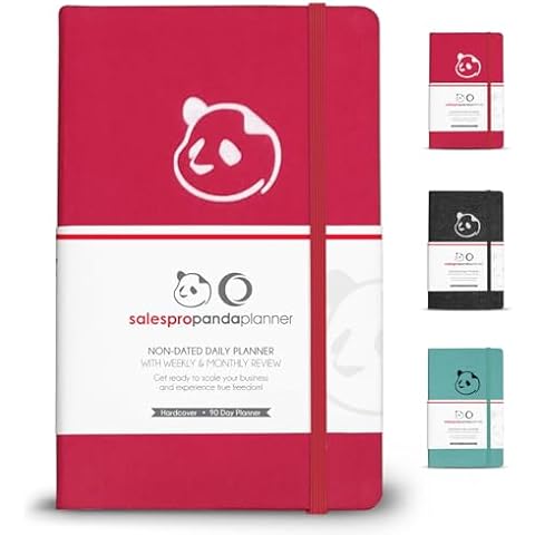 Panda Planner Undated Sales Pro Daily Planner with Daily Weekly & Monthly Layouts – 90 Day Sales & Productivity Journal for Goal Setting & Tracking – 5.75" x 8.25" Soft Fabric Cover (Red) Cover