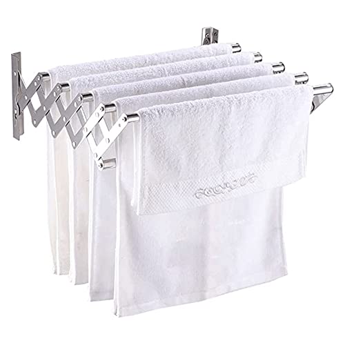 LMZPJ Wäschetrockner for die Wand Wandtrockner Extendable ausziehbarer platzsparender Trockner Akkordeon Trockenständer Wandmontage 304 Rostfreier Stahl (Color : Silver) Cover