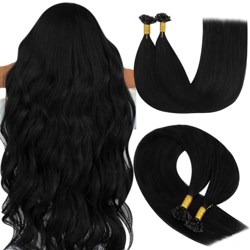 YoungSee U Tip Hair Extensions Human Hair Black Utip Hair Extensions Jet Black 20In Keratin Bond Human Hair Hot Fusion 50s/50g Soft