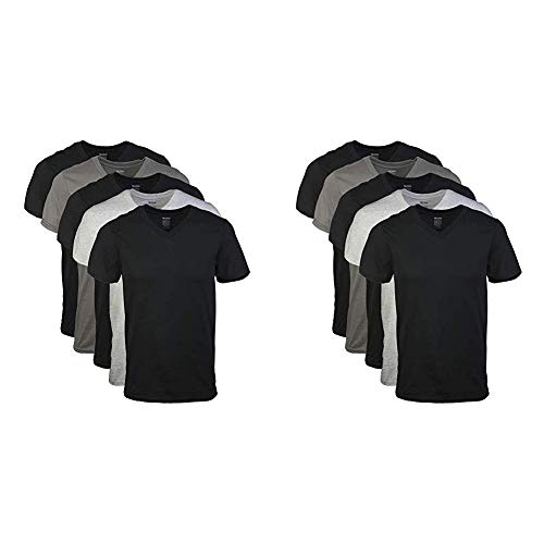 Gildan Men's V-Neck T-Shirts 5 Pack, Multi, Large & Gildan Men's V-Neck T-Shirts Multipack, Assorted (5 Pack), X-Large