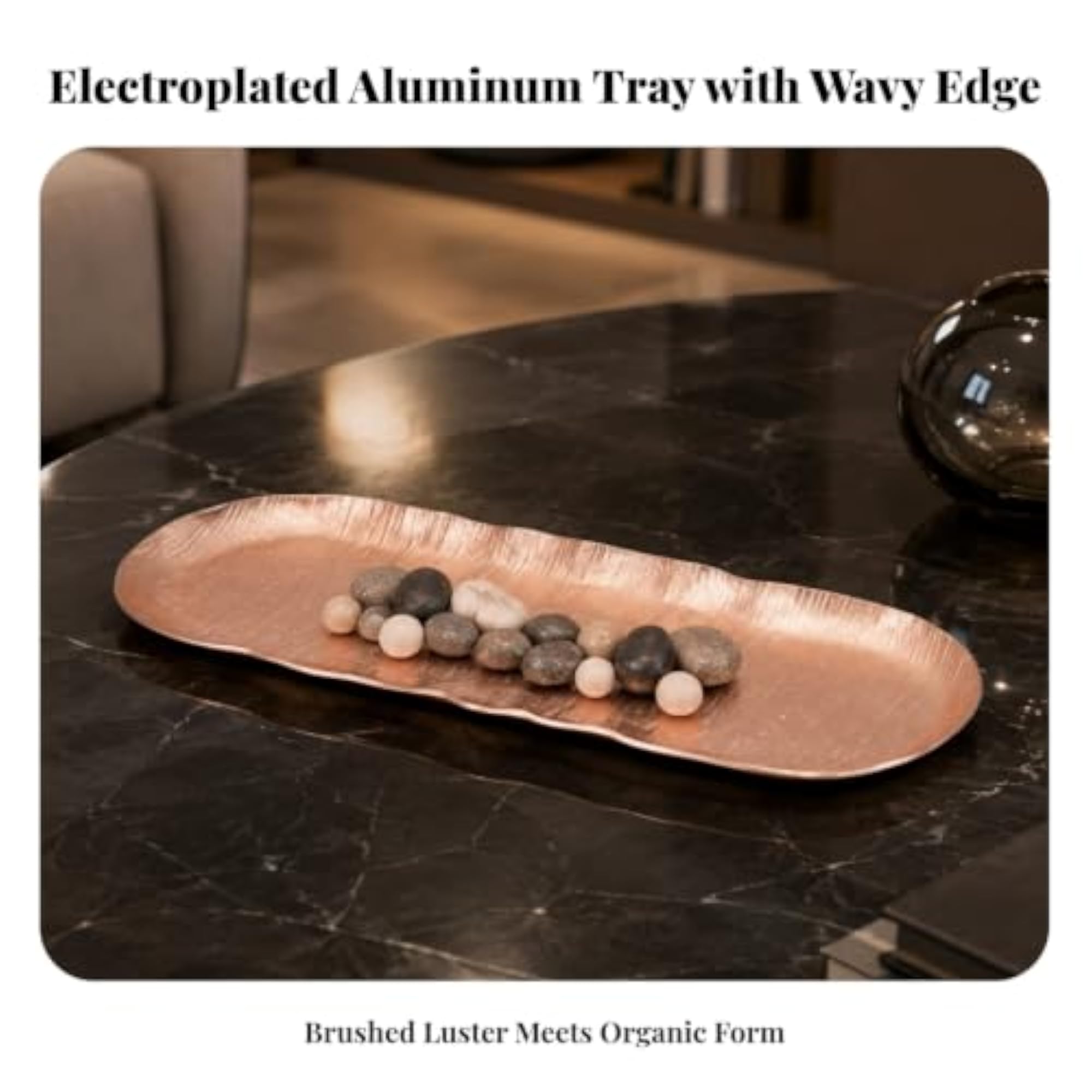 Lightweight Textured Aluminum Catchall Tray, Rose Gold