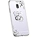 Produktbild Jinghuash Kompatibel mit Samsung Galaxy J2 Pro 2018 Hülle Handyhülle Spiegel mit Bär Ring Ständer Glänzend Kristall Glitzer Strass Diamant Blume Dünn Weiche TPU Silikon Mirror Case Schutzhülle-Silber