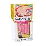 INABA Churu Hairball Control, Functional, Creamy Lickable Purée Cat Treat with Taurine & Vitamin E, 0.5 Ounces Each, 24 Tubes (4 per Pack), Chicken Recipe
