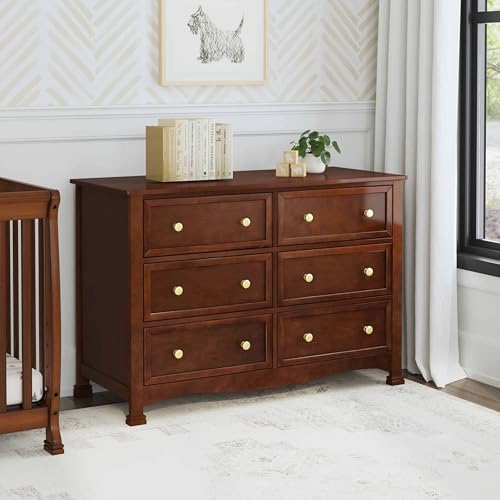 Image of DaVinci Kalani 6-Drawer Baby Dresser for Nursery - Wooden Double Chest of Drawers for Kids, Boys and Girls - Multi-Purpose Storage Espresso Dresser for Bedroom, Living Room & Hallway, Easy to Assemble