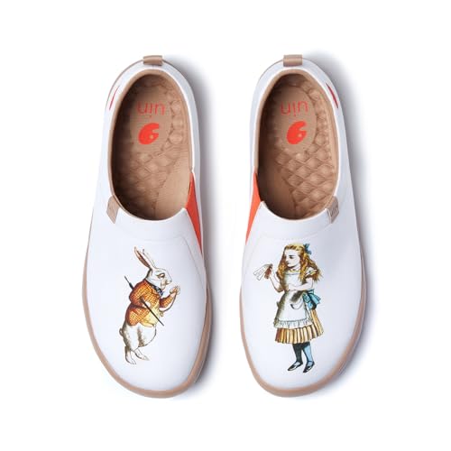 UIN Toledo Ⅰ Art Master Women's Art Travel Shoes Slip On Loafers Comfort Lightweight Fashion Sneaker John Tenniel Alice's Adventures in Wonderland (9.5)