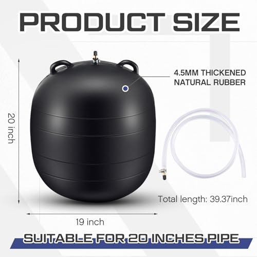 Image of Glooglitter 20 Inch Inflatable Pipe Plug Sewer Test Plug Rubber Plumbing Test Balloon Ball for Sewage Pipeline Inspection (with 39.37 Plastic Extension Hose)