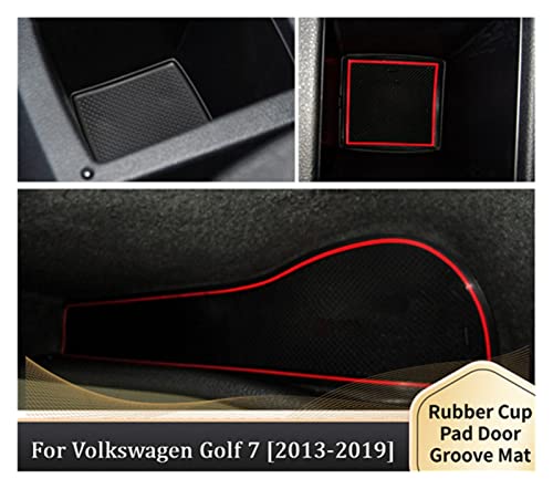 Tapis de fente de porte Golf 7 rouge avec coussinets de console centrale - 3