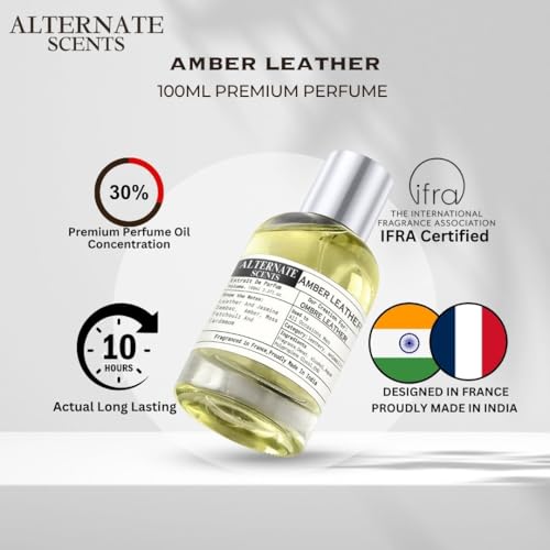 Image of Alternate Scents AMBER LEATHER 100ml Long Lasting Perfume For Men |Strong& long Lasting with 30% Oil Concentration|Bold, Spicy-Leather| Fragrance From France | Made In India|