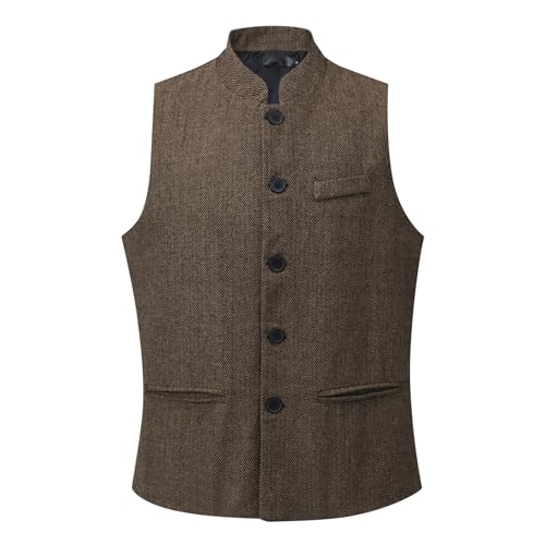 Gilet de costume homme chevron YFFUSHI ajusté pour sublimer une tenue de mariage ou de soirée