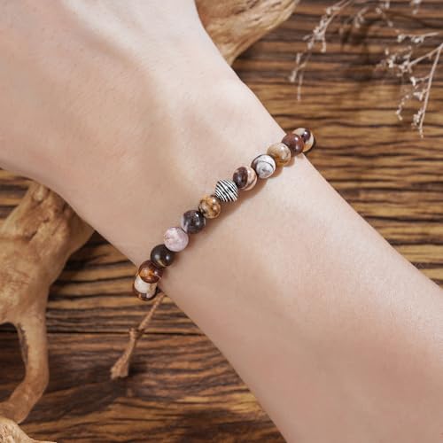 Image of Plumiss Women Boho Handmade Natural Stone Crystal Leather Bead Wrap Bracelets Collection