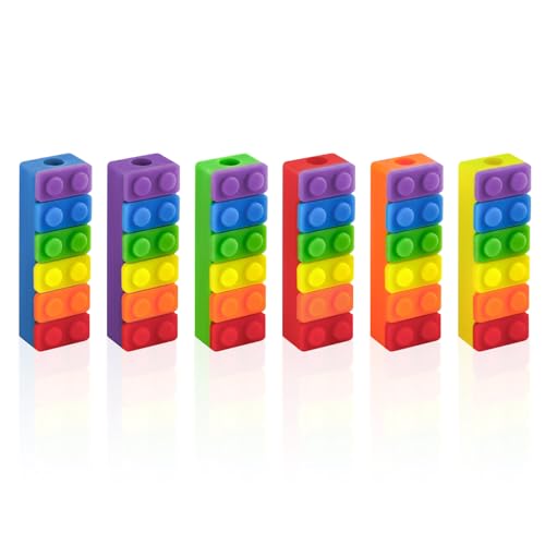 Juego de 6 Toppers para Lápices Masticables de Silicona - Mordedor y Accesorio para Lápiz - Juguete para Niños, Niñas con Autismo, TDAH