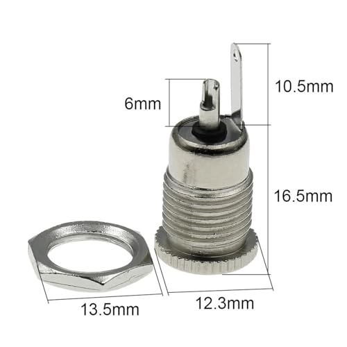 Conector hembra de alimentación de CC DC099 5.5 x 2.5 mm toma jack para chasis metal 5 piezas 5