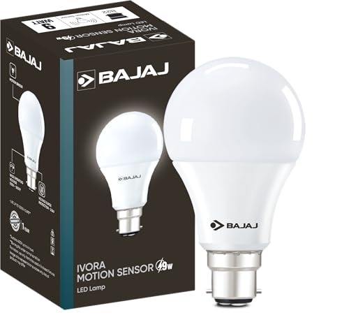 Bajaj Ivora Motion Sensor LED Lamp 9W CDL B22 | 5 Star Rated | Energy Efficient & Motion Sensor Operation | Wide Operating Voltage | 1 Year - Warranty (Pack Of 1, White)