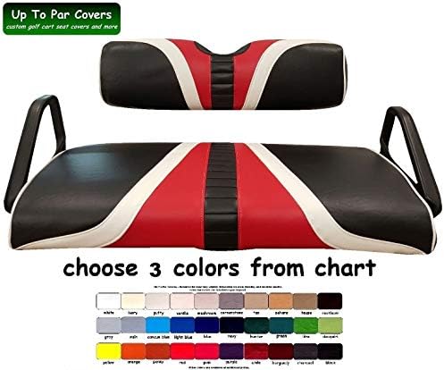 E-Z-Go TXT Hole-In-One Custom Golf Cart Seat Cover Set Made with Marine Grade Vinyl - Staple On - Choose 3 Colors From Our Color Chart!