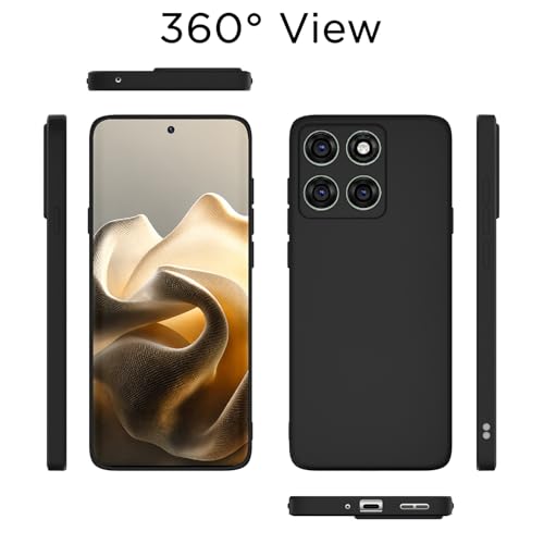 Image of Outlouders Back Cover for Motorola Moto Edge 60 Pro 5G | Camera Protection | Durable Soft Matte Silicone Bumper Case (Black)