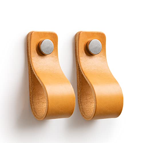 LA CHUECA POLO TIRADOR de Cuero para Mueble Armario PREMIUM (2 Pcs) (Vacuno Genuino argentino) +...