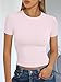 Trendy Queen Womens Short Sleeve T Shirts Summer 2026 Crop Tops Basic Slim Fit Gym Workout Y2k Clothes Light Pink XS
