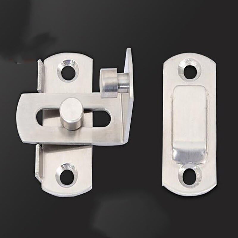 BREAKA 90 Degree Door Buckle Stainless Steel Lock Sliding Door Right Angle Buckle Door and Window Bathroom Bending Latch (Color : Large 7.5x2.5cm)