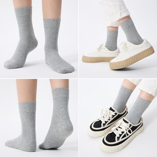 Image of ATBITER Women's Thin Cotton Crew Socks - Soft Above Ankle Bootie Casual Dress Socks 6-Pairs