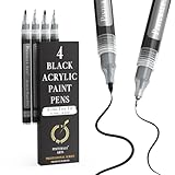 Pinturale Arts Extra Fine Tip Black Paint Pen | Set 4 Black Paint Pen Extra Fine Tip (0.7Mm &Amp; 0.5Mm) | For Ceramics, Rock Painting, Glass, Wood, Canvas, Metal